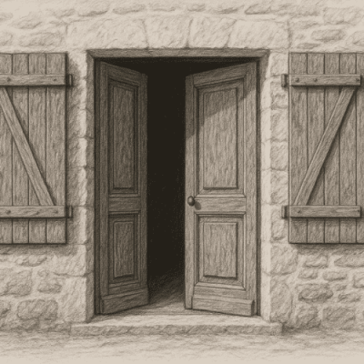 Illustration d’une porte d’entrée en bois massif à Noirmoutier, fabriquée de manière artisanale par Menuiser’Île.