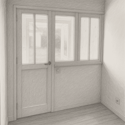 Exemple de verrière en bois illustration